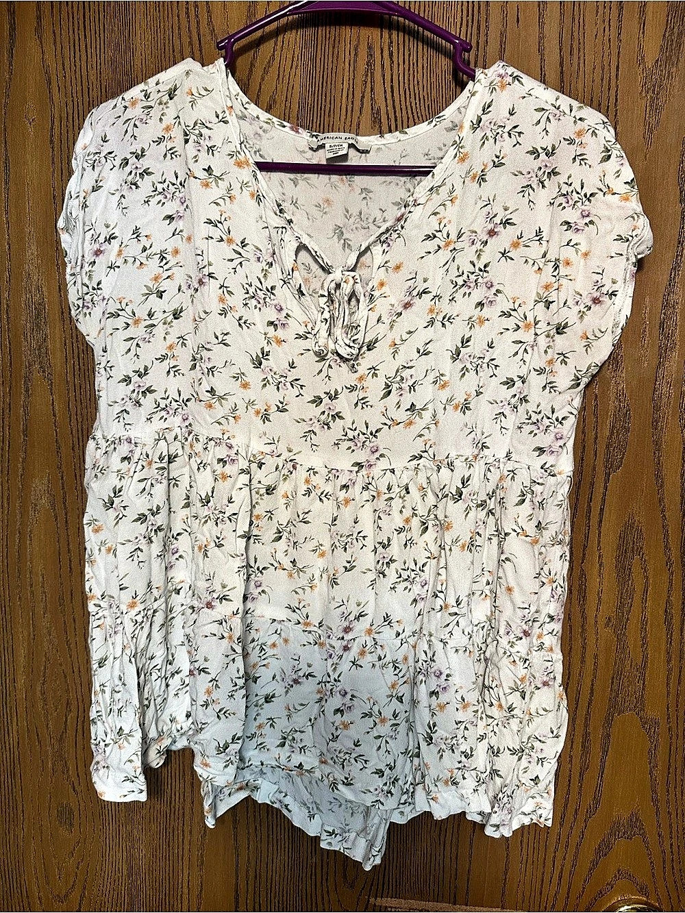 American Eagle Outfitters Floral Top in White & Green